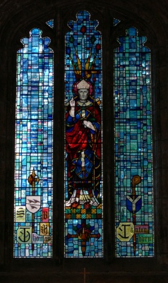 Stained glass window in Lancaster Priory.